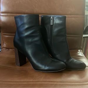 Merona black faux leather booties, size 9.